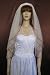 2 Tier Diamond White Fingertip Length Red Satin Rattail Cord Bridal Wedding Veil