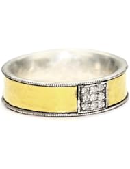 GURHAN "Lancelot" Stone Silver with Gold Diamond Ring, Size 7