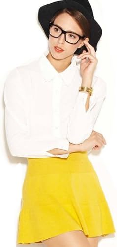 Women Sexy Rockabill Pleated Mini Knitting Half Slip Petticoat Skirt Dress (L, yellow)