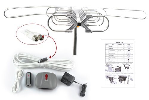 ATC Infrared Remote-Controlled HDTV Outdoor Antenna 26-38DB UHF/VHF TV and FM radio 360°All Directional Rotation ATC Infrared Remote-Controlled HDTV Outdoor Antenna 26-38DB UHF/VHF TV and FM radio 360°All Directional Rotation