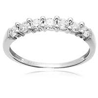 14k White Gold 7-Stone Shared-Prong Diamond Ring (1/2 cttw, I-J Color, I1-I2 Clarity), Size 6