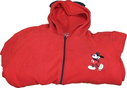 Disney Mickey Mouse Ladies Cozy Stretch Microfleece Footie Pajamas w/Hoodie Red (XL)
