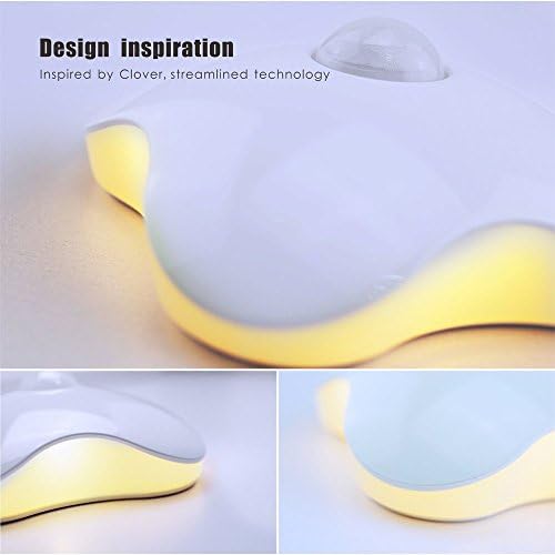 Four Leaf Clover 6 Led Wireless 0.7W LED Night Light Human Body Sensor Night Lights，Powered Energy Saving Night Light Lamp，Light Control Wall Lights (Yellow)