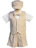 Seersucker Vest Outfit -Khaki Stripe Shorts, Hat - Shirt and Tie- Made in USA