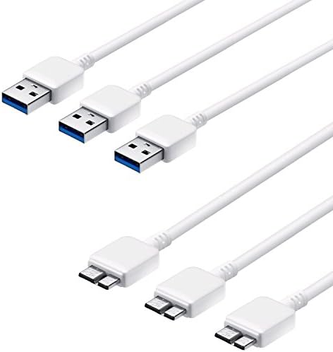 SideTech Super Speed USB 3.0 Type A to Micro-B Note 3 Cable in WHITE (3 FEET, SHIPPED ON SAME BUSINESS DAY) (3 FT Note 3 Cable x 3)