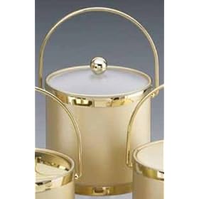 Kraftware 44665 Gleam - Gold 3 Quart Ice Bucket with Bale Handle, Bands and Acrylic Cover by Kraftware