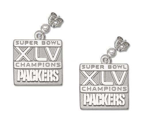 NFL Green Bay Packers XLV Super Bowl Championship Packers Earrings in Sterling Silver