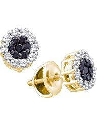 14KT Yellow Gold 0.50 CTW Diamond Ladies Flower Earrings