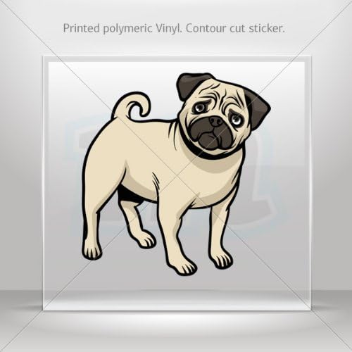 Decal Stickers Dog Pug car Boat Vehicle ATV jet-ski Garage door 6 X 5.6 Inches Vinyl color print 0600 W7366