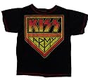 Toddler Kids Decon KISS ARMY Full Print Distressed T Shirt with Contrast Stitching - Black