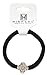 Newhattan Women's Cable Knitted Fleece Lined Pom Pom Beanie Hat with Hair Tie. (Black)