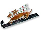 Clearly Charming Dachshund Tobogganing Silver and Enamel Pin