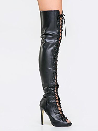 Cape Robbins OLGA Lace UP Over the Knee Thight High Stiletto Heel Boot