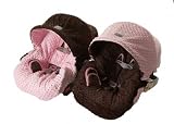 INFANT CAR SEAT COVER PINK MINKY DOT & CHOCOLATE MINKY DOT