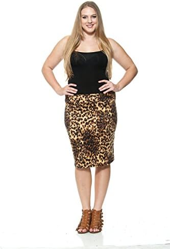 15ShopStop Women's Mini Cheetah Print Plus Size Pencil Skirt 3X Mini Cheetah