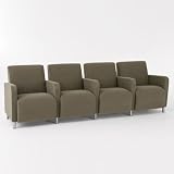 Ravenna Four Seater with Center Arms Avon Black Fabric/Brushed Steel Legs
