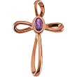 14K Rose Gold Amethyst Cross Pendant