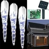 NEW Trademark Set Of 20 LED Solar Powered Icicle CHRISTMAS Lights Ground Spike&Support Rod Included