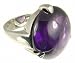 Silver Ladies Purple Glass Dome Stone Ring - Size L