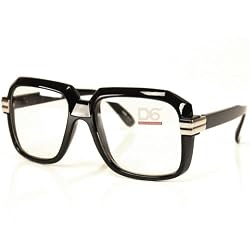 Run DMC Rapper Retro Large Clear Lens Eye Glasses Black