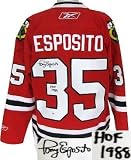 Tony Esposito Autographed/Hand Signed Chicago Blackhawks Red Reebok Jersey HOF 1988- PSA Hologram