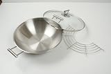 TREND LINE WOK 32 cm mit Glasdeckel und Ablagegitter