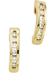 Pair of 14K Yellow Gold Diamond Earrings - 0.18 Ct. -- LIFETIME WARRANTY