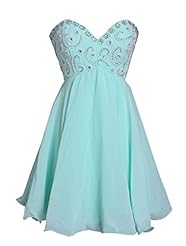 Short Chiffon Beaded Sweetheart Evening Dress/Bridesmaid Dress/Prom Dress/Party Dress 