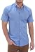 Luxury Blue Short Sleeve Mens Dress Shirt with Reversable Cuff by Stone Rose - Pop 02 (Size Medium)