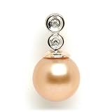 South Sea Golden Pearl Pendant with Diamond in 14K Yellow Gold