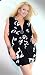 Designer Print Kimono Cocktail Dress (small,black/white)