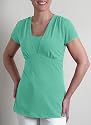 Baranda Women's Solid Short Sleeve V-Neck Top with Inset and Tie Back