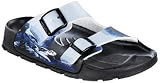 BIRKIS Haiti Synthetic-Sandals Birko-Flor, Turtle Blue, Size 34 EU with a narrow insole