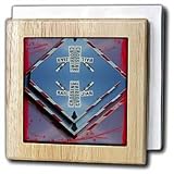 Jos Fauxtographee Abstract - Railroad Crossing Signs Layered on a Red and Blue Speckled Sky - Tile Napkin Holders