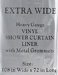 EXTRA WIDE size VINYL Shower Curtain/LINER 108'' wide x 72'' long - WHITE