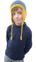 Handmade Alpaca Natural Fiber Hat - Mustard Rainbow (Girls and Boys up to 4 Y...