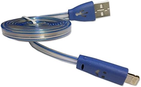 Firefox cable LED light Up Smile Face USB 8-Pin Data Charging Sync Cable for Apple iPhone 6 5 5G 5C (blue)