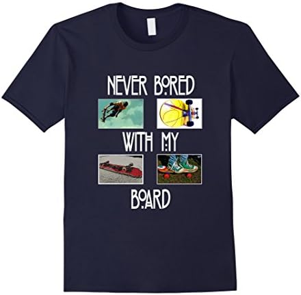 Men's Never Bored with my Skateboard T-Shirt XL Navy