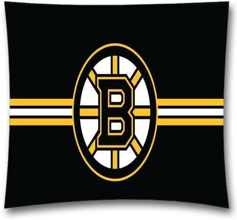 NHL Throw Pillow Cushion Covers, Boston Bruins Square Decorative Throw Pillowcases, Pure Cotton, Bedding, Sofa, Couch, Size: 18x18 inches (45x45 cm) Ball Game Theme 3834