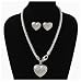 Silver Tone Heart Pendant Necklace & Earrings Set Fashion Jewelry