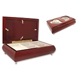 Jewelry : Cherry Finish Musical Rectangular Heart Shaped Picture Frame Box
