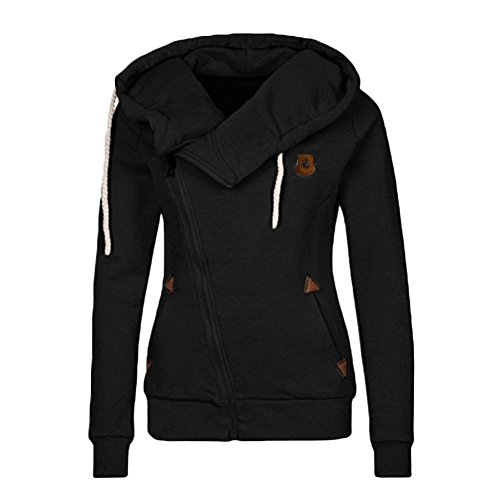 Begonia.K Women's Oblique Zipper Hoodies Funnel Neck Full Zip Hooded Sweatshirt