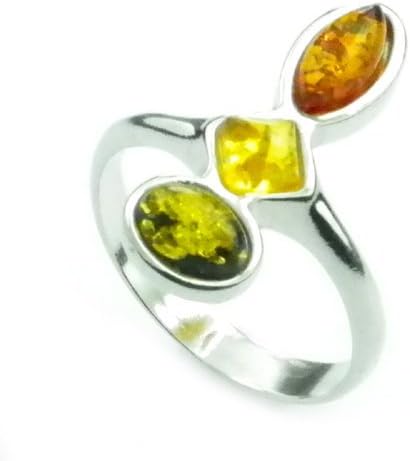 SilverAmber Lovely Baltic Amber & 925 Sterling Silver Designer Ring K440-N, US Size-7