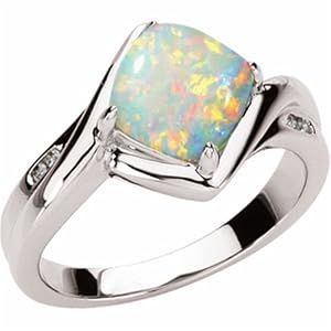 Cushion Shape Opal Fashion Ring