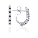 10k White Gold Sapphire and Diamond J-Hoop Earrings