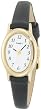 Timex Women's Cavatina T21912 Black Calf Skin Quartz Watch with White Dial