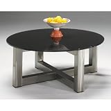 Titan Large Contemporary Cocktail Table Glass Color: Clear, Metal Finish: Chrome (Matte Finish)
