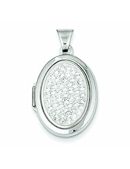 Genuine .925 Sterling Silver Pave Swarovski Elements 21mm Oval Locket 1.9 Grams. 100% Satisfaction Guaranteed.