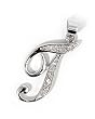Silver Script Initial Pendant with Cubic Zirconia Size: 20mm