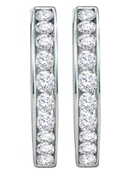 1.50ctw Diamond Fashion Hoop Earrings 14K White Gold